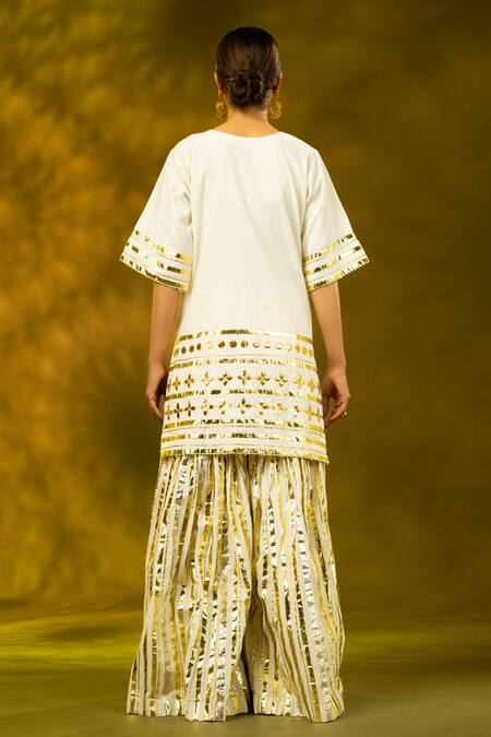 Shivani Sabharwal Gold Gota Embroidered Kurta Sharara Set 