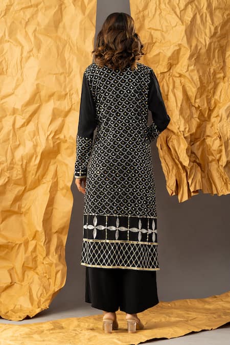 Shivani Sabharwal Scallop Sequin Embroidered Kurta Pant Set 