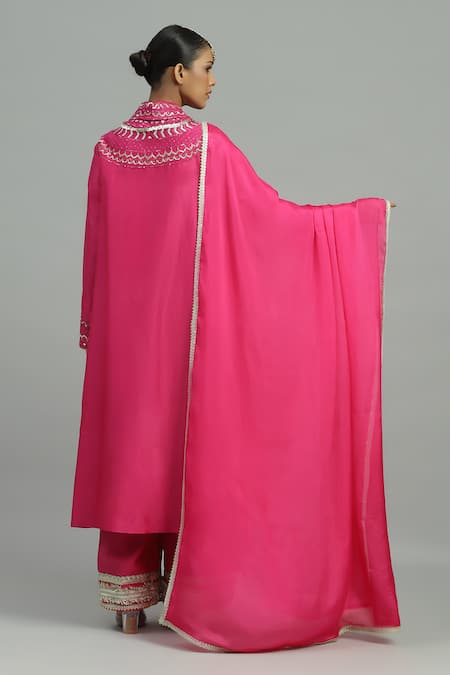 Siyona By Ankurita Divine Bloom Embroidered Collared Kurta Pant Set 