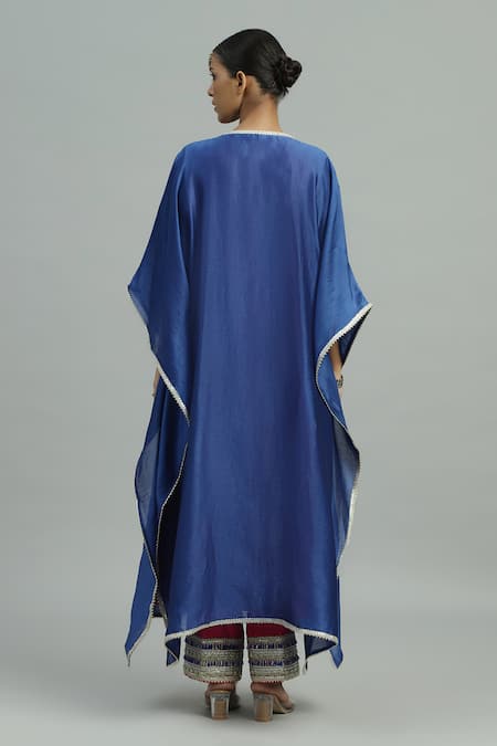 Siyona By Ankurita Neel Kamal Lace & Mirror Embroidered Kaftan Set 