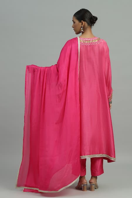 Siyona By Ankurita Tej Gul Vine Embroidered Yoke Kurta Pant Set 