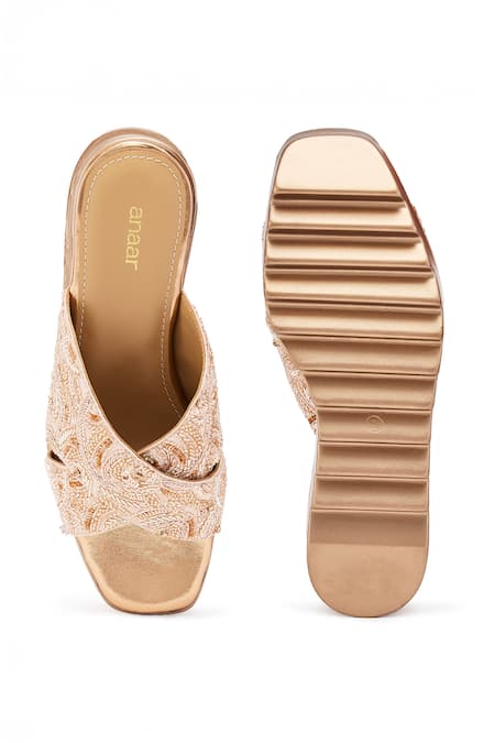 Anaar Starlet Tales Rosette Embroidered Wedge Sandals 