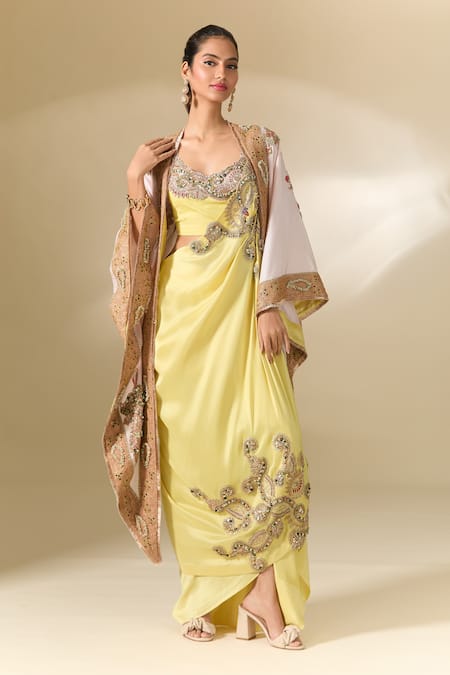 Anamika Khanna Embroidered Cape & Draped Skirt Set 