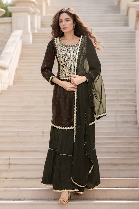 Samyukta Singhania Embroidered Straight Kurta Sharara Set 