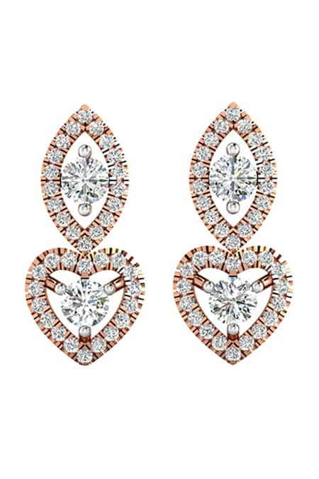 Divine Solitaires 18kt Rose Gold Tear Drop Shaped Earrings 