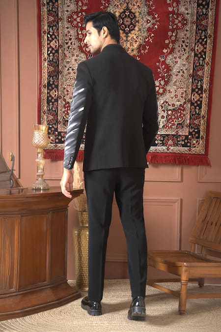 The House Of Diwans Stripe Hand Painted Blazer Set 