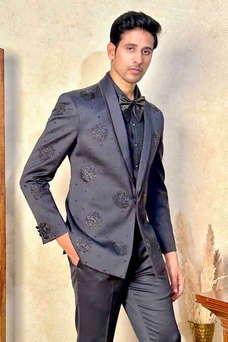 Buy The House Of Diwans Grey Polyester, Viscose, Cotton, Satin Cutdana Embroidered Blazer Trouser Set Online at Aza Fashions Buy_The House Of Diwans_Grey Polyester, Viscose, Cotton, Satin Cutdana Embroidered Blazer Trouser Set _Online_at_Aza_Fashions