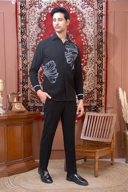 The House Of Diwans Floral Hand Painted Shirt & Trouser Set 