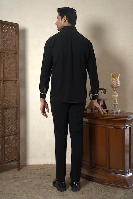 The House Of Diwans Cutdana Placement Embroidered Shirt & Trouser Set 