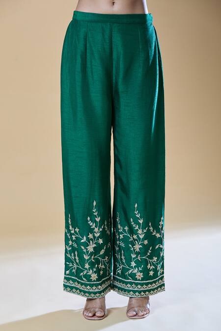 Buy Samyukta Singhania Blue Chanderi, Viscose, Organza Sequins, Beads, Floral Pattern Kurta Pant Set Buy_Samyukta Singhania_Blue Chanderi, Viscose, Organza Sequins, Beads, Floral Pattern Kurta Pant Set