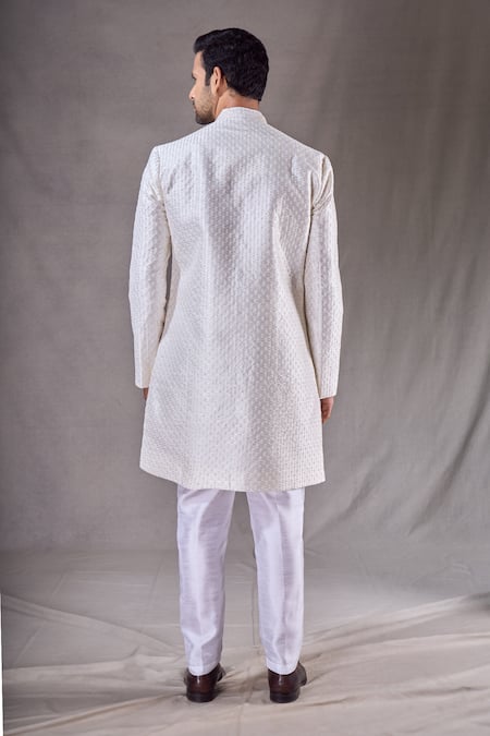 Arihant Rai Sinha Linear Embroidered Layered Sherwani With Pyjama 