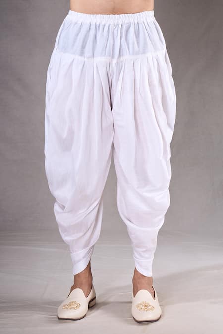 Buy_Arihant Rai Sinha_Off White Jacquard, Silk Embroidery, Beads, Trellis Sherwani With Dhoti Pant 