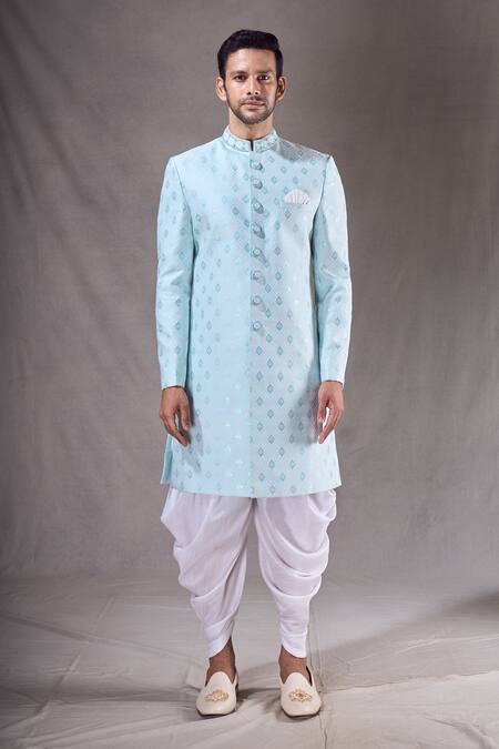 Buy_Arihant Rai Sinha_Green Silk Embroidery Floral Butti Pattern Sherwani With Dhoti Pant 