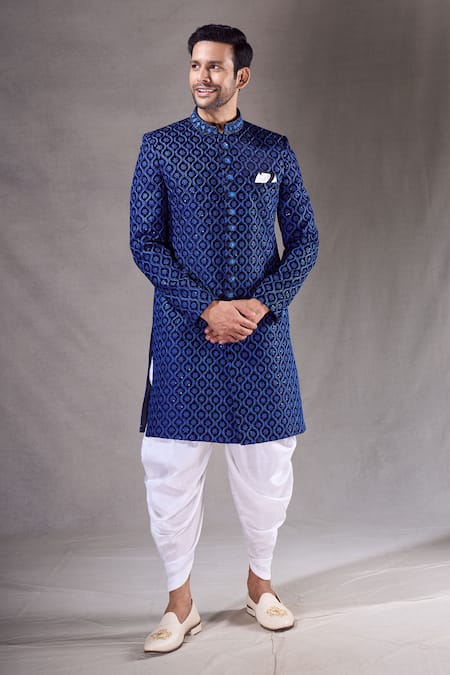 Aryavir Malhotra Floral Jaal Embroidered Sherwani With Dhoti Pant 