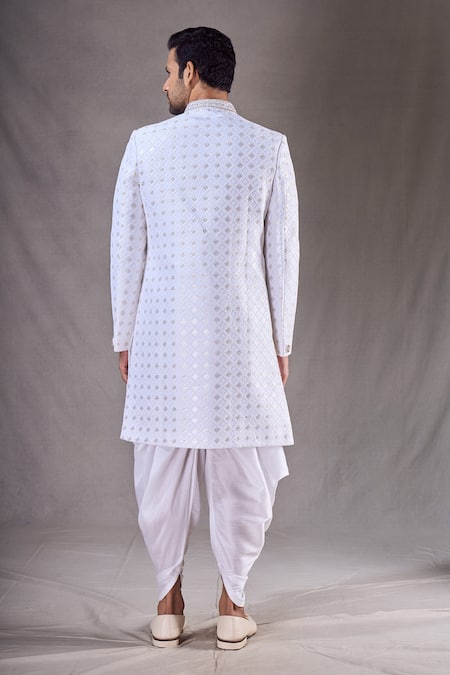 Shop Arihant Rai Sinha Off White Silk Sequins Butti Embroidered Sherwani With Dhoti Pant at Aza Fashions Shop_Arihant Rai Sinha_Off White Silk Sequins Butti Embroidered Sherwani With Dhoti Pant _at_Aza_Fashions