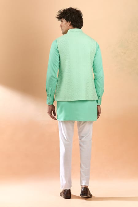 Spring Break Floral Woven Bundi & Kurta Set 