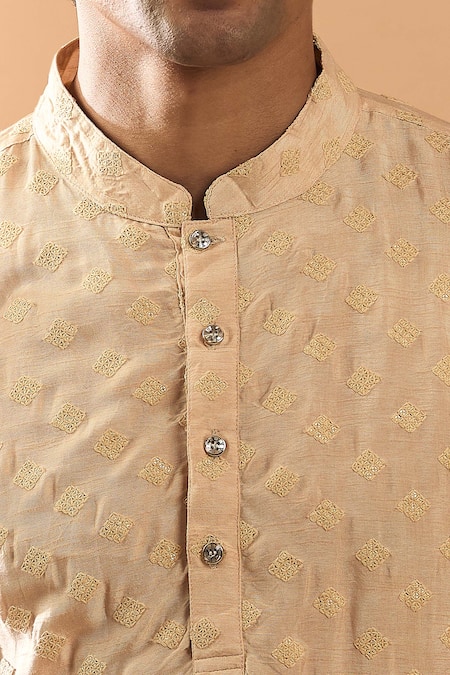 Spring Break Pink Silk, Cotton Satin Embroidery Kurta With Pant at Aza Fashions Spring Break_Pink Silk, Cotton Satin Embroidery Kurta With Pant _at_Aza_Fashions