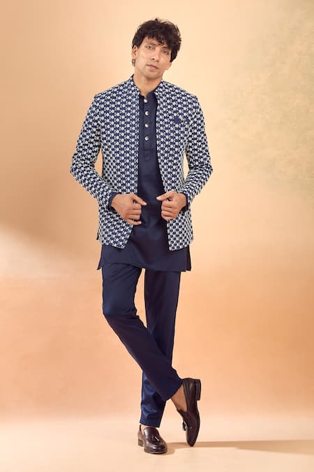 Spring Break Floral Thread Embroidered Jacket & Kurta Set 