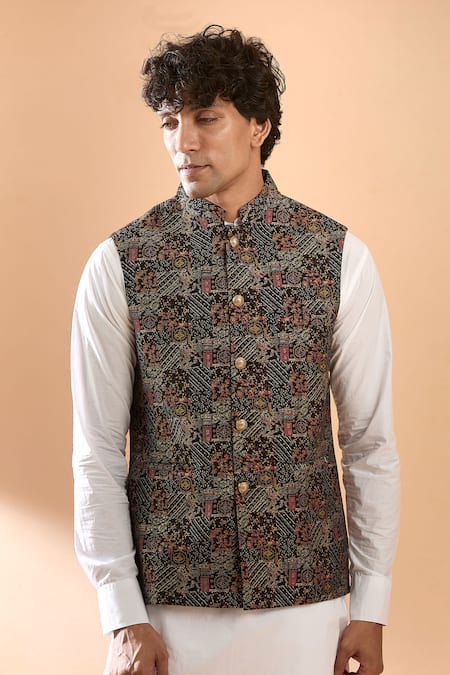 Buy Spring Break Black Silk Abstract Foil Print Bundi Buy_Spring Break_Black Silk Abstract Foil Print Bundi