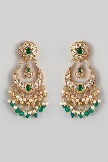 Karisa Designs Lotus Kundan Stone Embellished Chandbalis 