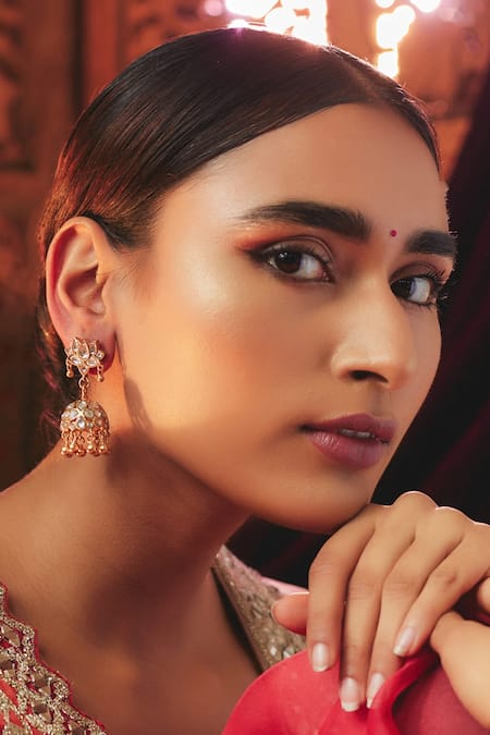 Karisa Designs Floral Kundan Stone Embellished Jhumkas 