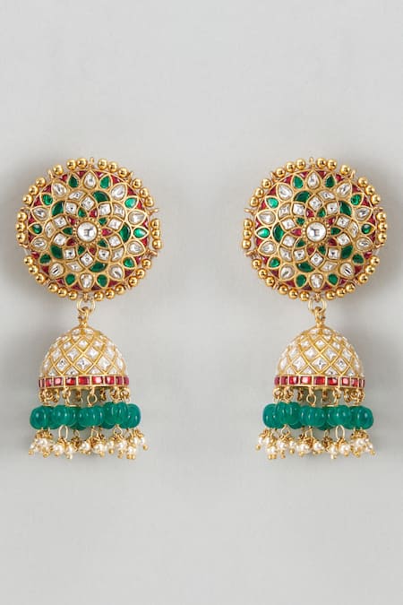 Karisa Designs Kundan Embellished Bead Drop Jhumkas 