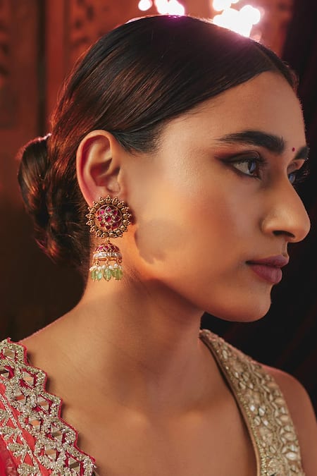 Karisa Designs Kundan Stone Embellished Jhumkas 