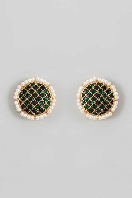 Karisa Designs Contrast Kundan Stone Embellished Studs 