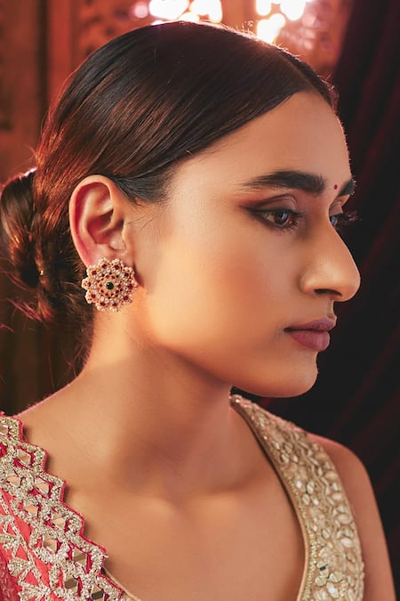 Karisa Designs Floret Carved Kundan Studs 