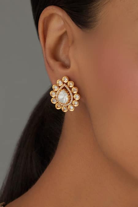 Karisa Designs Cubic Zirconia Embellished Tear Drop Studs 