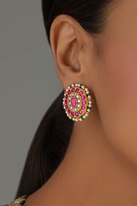 Karisa Designs Kundan Carved Studs 