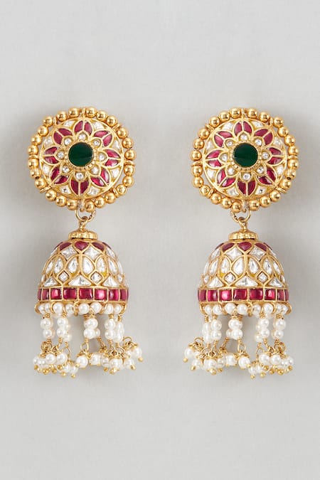 Karisa Designs Kundan Embellished Jhumkas 