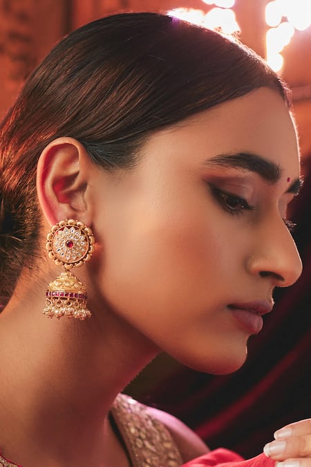 Karisa Designs Geometric Carved Jhumkas 