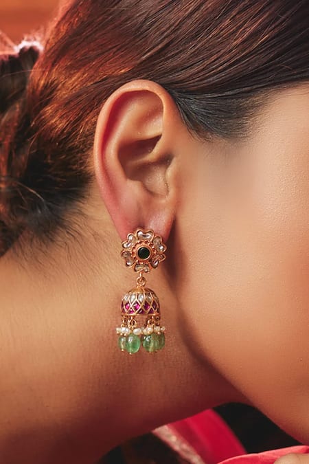 Karisa Designs Kundan Studded Jhumkas 