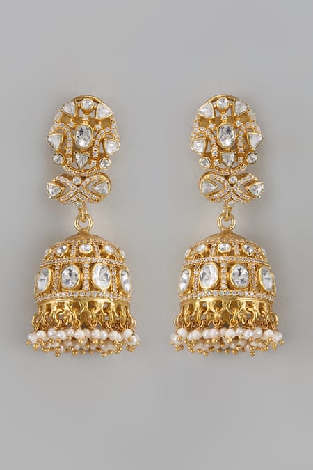 Karisa Designs Moissanite Polki Embellished Jhumkas 