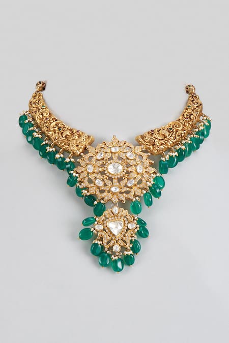 Karisa Designs Moissanite Polki Embellished Pendant Choker 