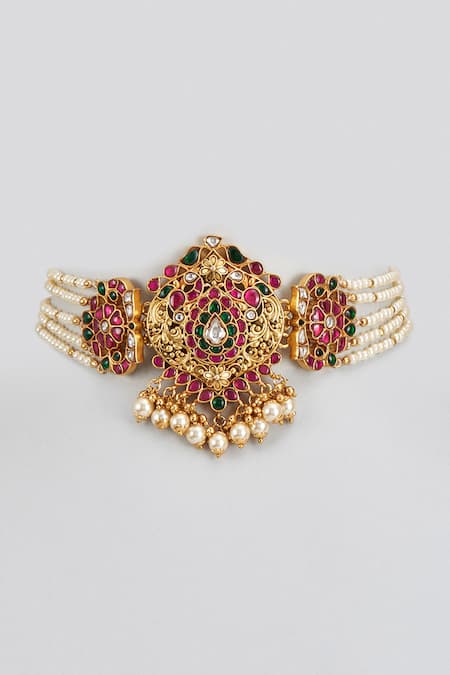 Karisa Designs Kundan Stone Embellished Pendant Choker 