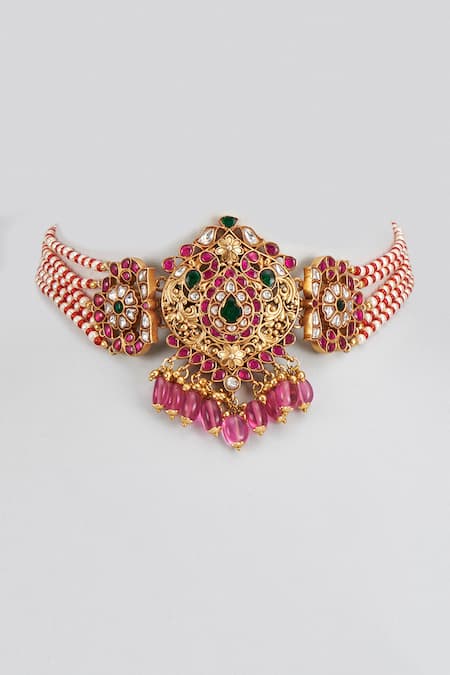 Karisa Designs Stone Embellished Pendant Choker 