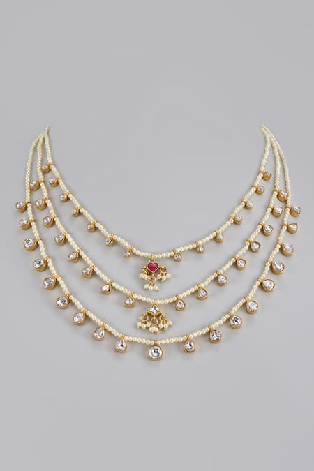 Karisa Designs Pearl Embellished Layered Necklace 