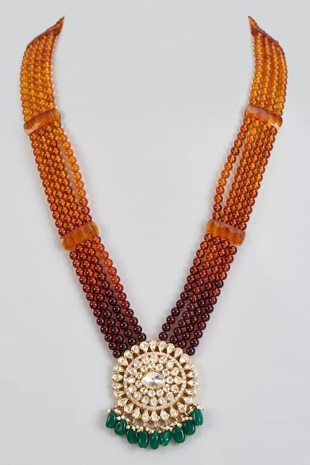 Karisa Designs Kundan Embellished Round Pendant Necklace 