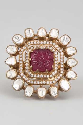 Karisa Designs Moissanite Polki & CZ Embellished Ring 