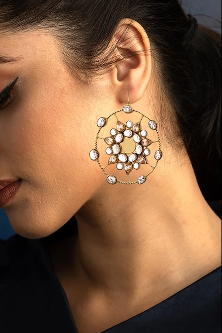 SUHANI PITTIE White Crystal Kaleidoscope Spiderweb Earrings 