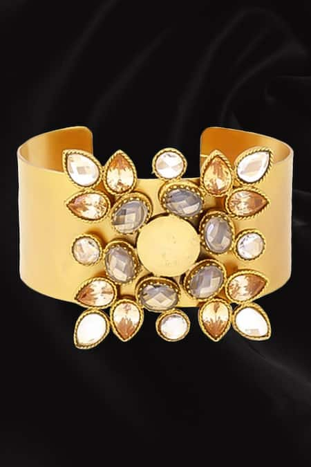 SUHANI PITTIE White Crystal And Kasu Coin Embellished Snowflake Cuff Bracelet 