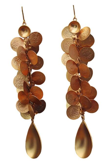 Suhani Pittie Gold Plated Stones Kasu Coin Drop Earrings Online at Aza Fashions Suhani Pittie_Gold Plated Stones Kasu Coin Drop Earrings _Online_at_Aza_Fashions