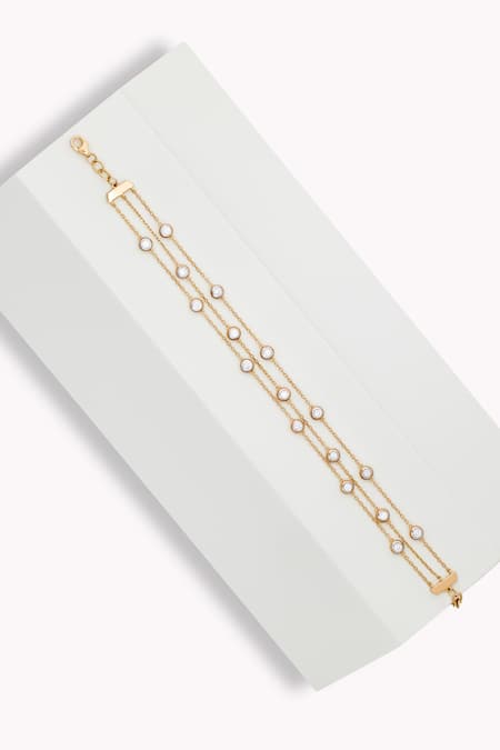 Rowas Jewels Rose Gold Diamonds Three Line Brilliance Bracelet 