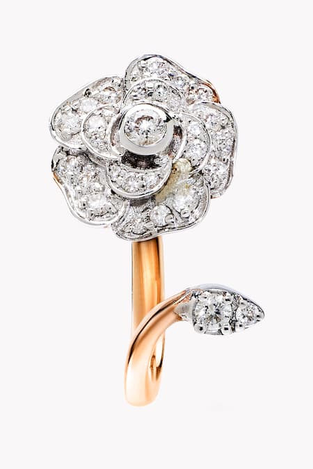 Rowas Jewels Gold Plated Diamond Kindle Rose Embellished Ring 