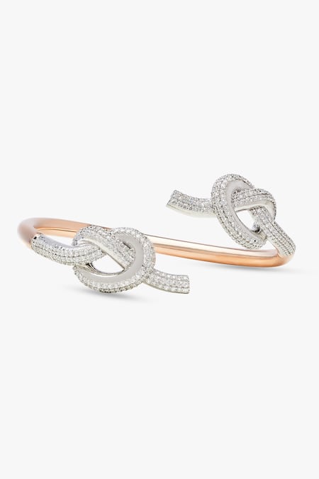 Rowas Jewels Rose Gold Diamond Love Knot Embellished Bracelet 