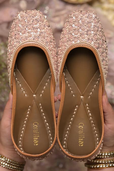 Coral Haze Sanaa Sequin Embroidered Juttis 