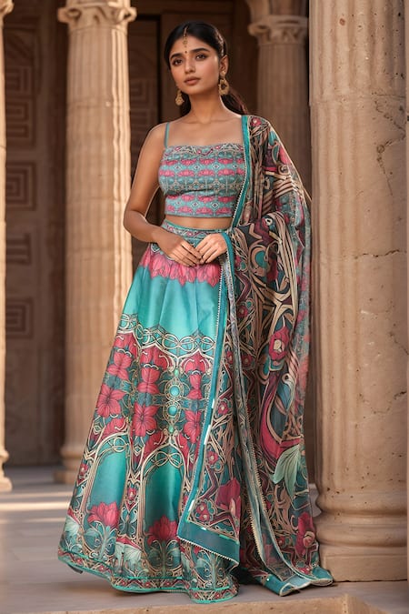 Samyukta Singhania Lotus Mandala Print Lehenga Set 