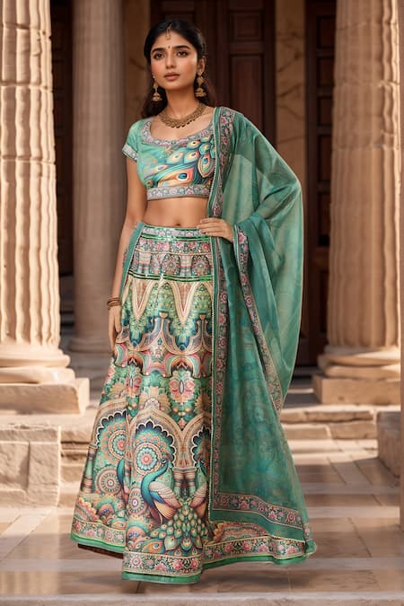 Samyukta Singhania Peacock Print Lehenga Set 